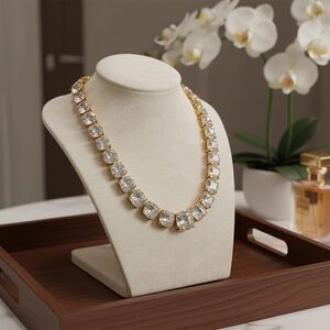 Kenneth Jay Lane Gold and Silver Crystal Necklace